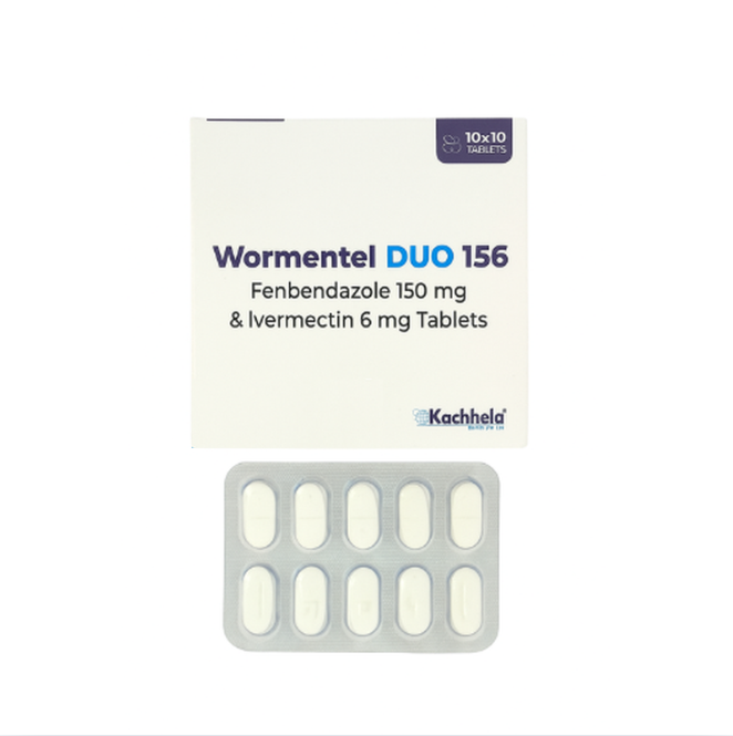 Wormentel DUO 156 (Fenbendazole 150mg & Ivermectin 6mg) Tablets - Image 1